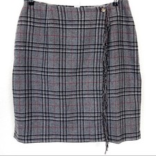 Sag Harbor Skirt Preppy Plaid Women Size 18 Vintage Wool Blend Faux Wrap 90s