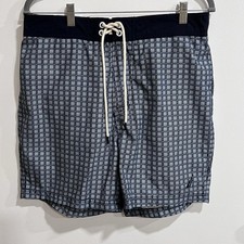 Men's Medium Nautica Gray Checked Quick-Dry Swim Trunks
