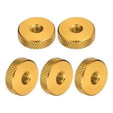 30 Piece Flat Knurled Nuts, Through Nut M5x16x5xmm, Aluminum Alloy, Gold