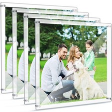 4 Pack Clear Acrylic Wall Mount Floating Frameless Picture Frame Display Phot...