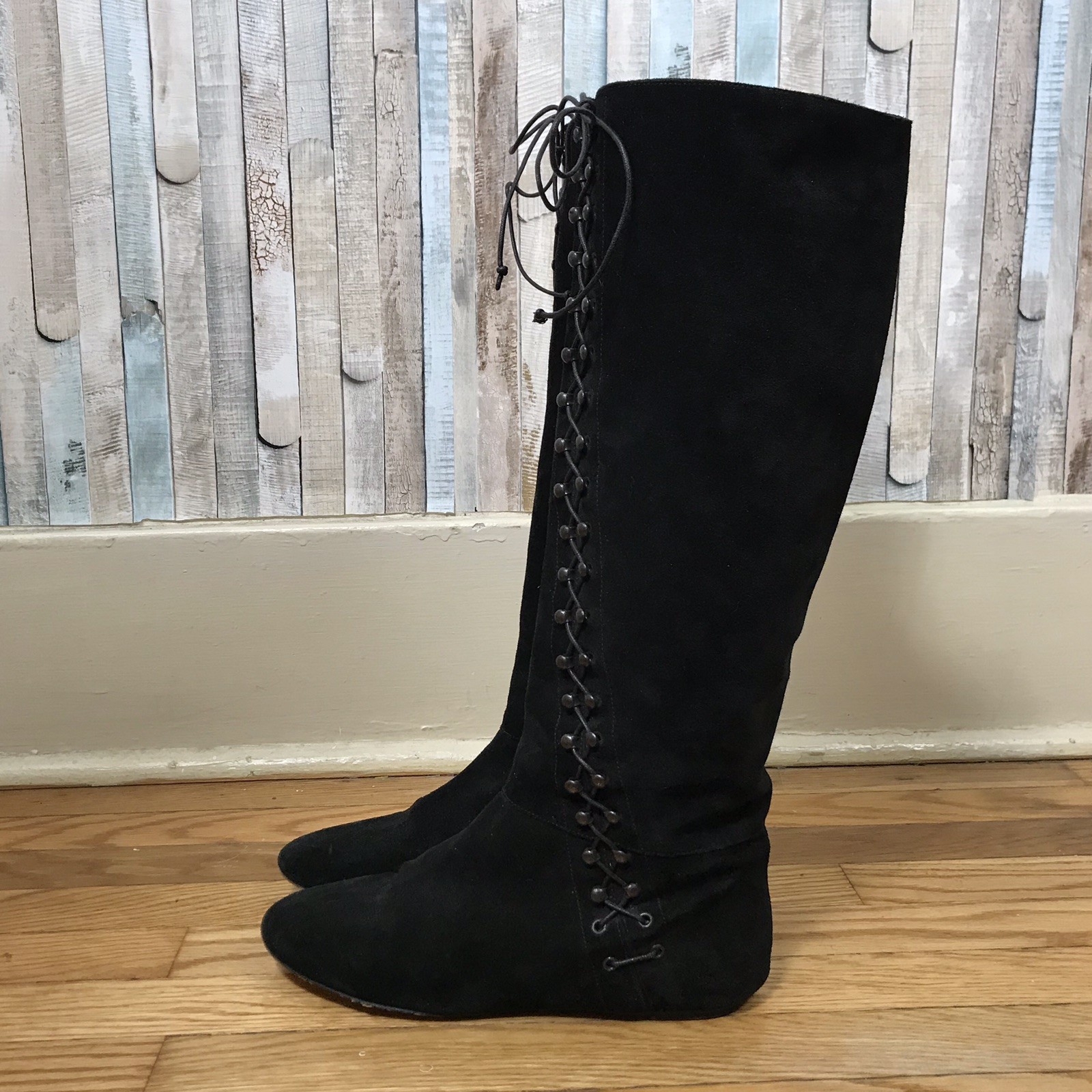 Jill Stuart 38.5 8.5 Negro Negro Negro Cuero De Gamuza Alto Rodilla Alto Bota de montar a caballo Encaje Hasta 895 da408b Jill Stuart 38.5 8.5 Negro Negro Negro Cuero De Gamuza Alto Rodilla Alto Bota de montar a caballo Encaje Hasta 895 da408b