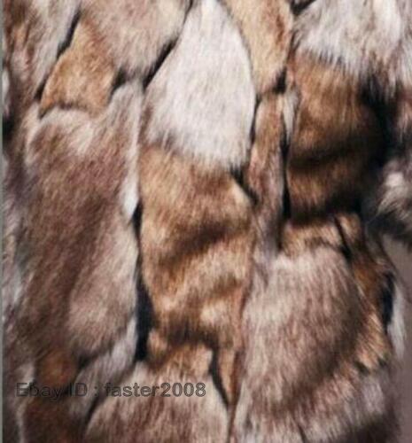 Mens Winter Faux Fox Fur Jacket Hooded Warm Mid-long Length Coat Party Outwear