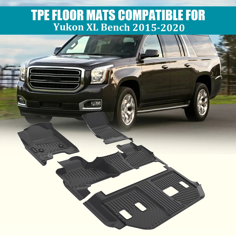 All Weather Floor Mats Liners For 2015-2020 Chevrolet Suburban GMC Yukon XL 4pcs - Image 2 of 4