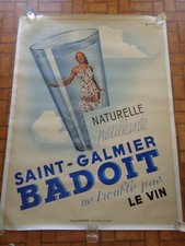 GRANDE AFFICHE ANCIENNE SAINT-GALMIER BADOIT PIN-UP Montebello VIntage poster