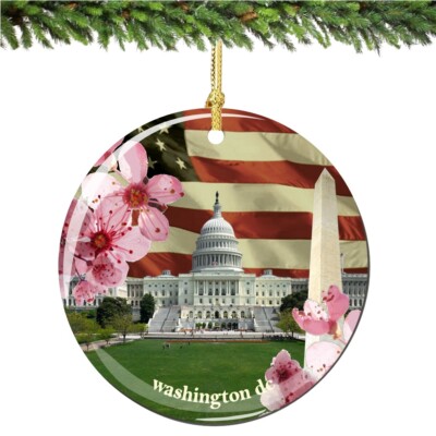 City-Souvenirs Washington DC Collage Porcelain Christmas Ornament 2.75 Inches Wa