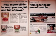 1966 Sinclair Dino Supreme Motor Oil - Jack Thomas Race Car - 2-Page Vintage Ad