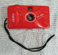 Vintage Working Akira PC-606 Free Focus Red 35mm Film Camera FREE S/H
