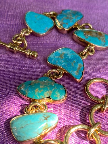Charles Albert Campo Frio Turquoise & Alchemia Gold Handcrafted Artisan Bracelet - Picture 21 of 22