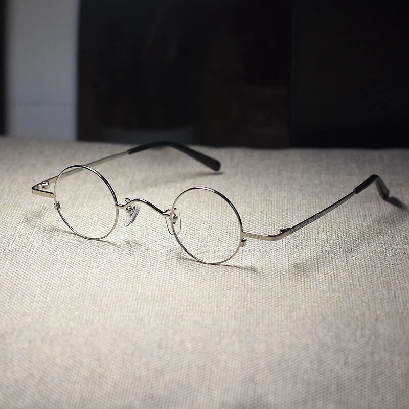 Винтажные круглые мужские металлические серебряные очки John Lennon в оправе с маленькими линзами - Изображение 3 из 4