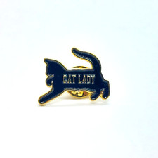 Cat Lady Black Cat Pin Lapel Enamel Collectible