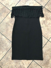 FOREVER 21 LADIES BLACK BODYCON TASSLED DRESS SIZE SMALL, 6 UK