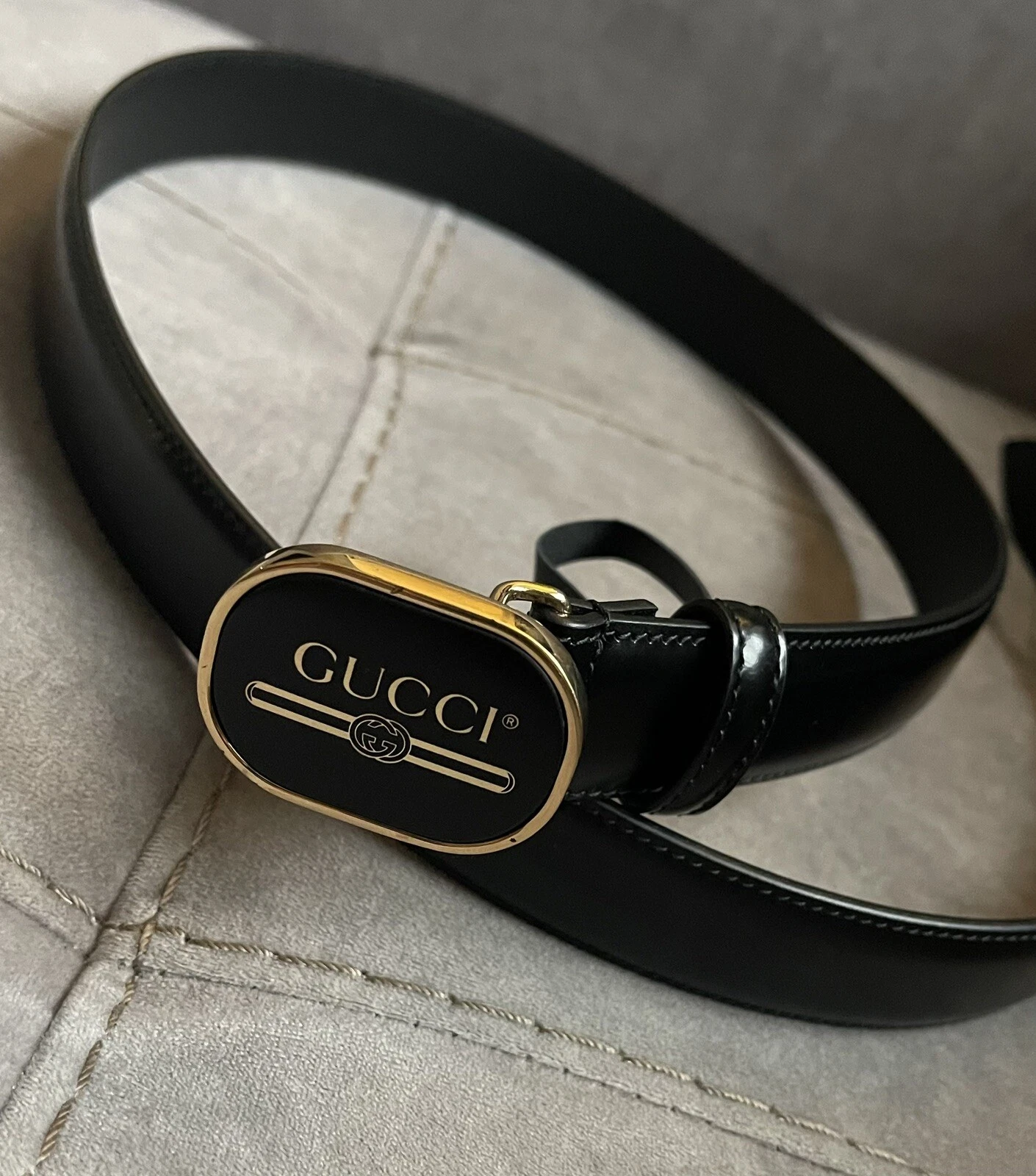 Gucci ceinture homme cintura cuir noir 100% authentique vérifier toutes photos et des