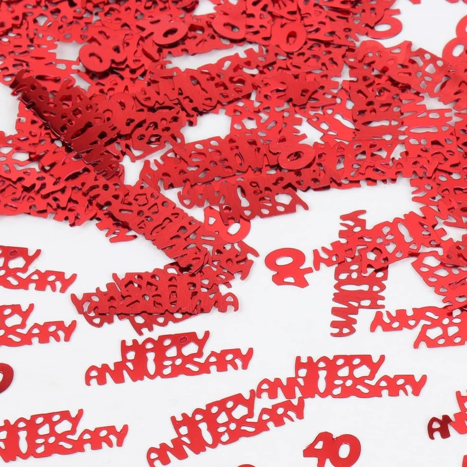40 Happy Anniversary Confetti Glitter - Red 40Th Anniversary Party Table Decorat - Image 3 of 3