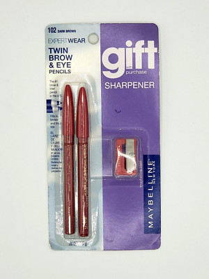 NEW Maybelline Expert Wear Twin Brow &Eye Pencil With Sharpener -102 Dark Brown