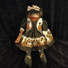 Halloween Witch Fall Decor Fabric Brown Curly Hair H