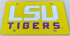 LSU Tigers Booster License Plate Louisiana State University Bayou Bngals PLASTIC