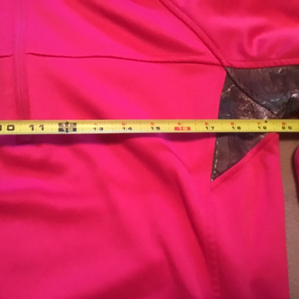 Browning Buckmark 女式粉色 Fuschia 和迷彩 3/4 25 美分拉链套衫 L 码 — 第 3/4 张图片