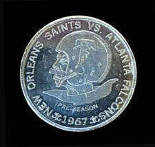 1967 New Orleans Saints NFL Vtg Old 1st PreSeason Doubloon Coin Jax Beer Atlanta