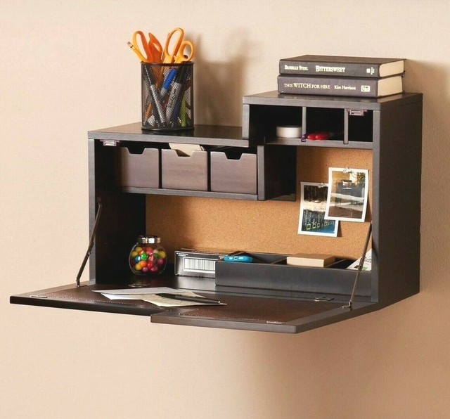 Southern Enterprises Rybark Corner Wall Mount Desk Espresso For