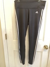 Adidas Women Climalite Track Pants 3 Stripes Ankle Black - Size L