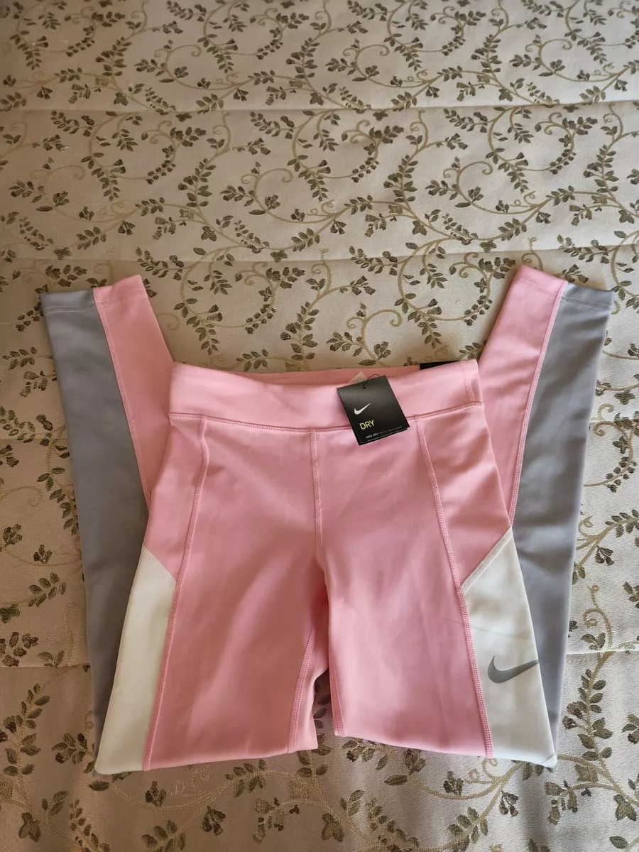 Kids Girls Nike Pink Block Tight Fit Collant Leggings NWT Size L