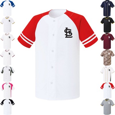 St Louis Cardinals Raglan Polo T-Shirts Baseball Collar Tee Jersey Uniform 0117
