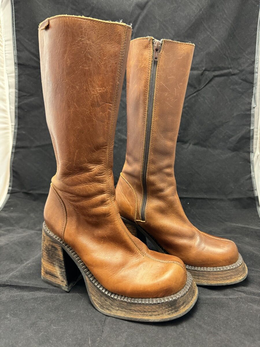 Destroy Vintage 1990's Platform Boots Size 8.5/39 Brown Destroy Vintage 1990's Platform Boots Size 8.5/39 Brown
