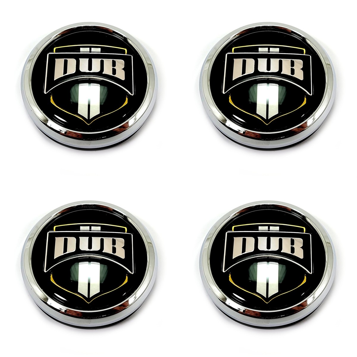 4 DUB Chrome Center Caps for 5/6L S126 Future S131 8-Ball
