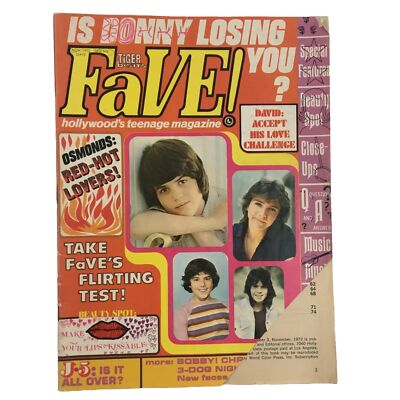 Tiger Beats Fave Magazine November 1972 Michael Gray, Maureen McCormick No Label