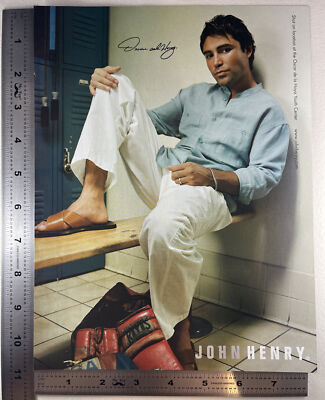 2003 John Henry Ad Oscar De La Hoya Boxing Champ Fashion Clothing LA Boxer Print