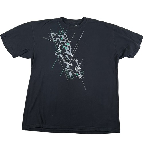 Vintage Fox Racing Shirt Mens XL Black Y2K 2000s Geometric Graphic Tee Cotton