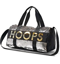 Justice Girls Basketball Hoops Silver Flip Sequins Sports Duffel Duffle Bag 17"