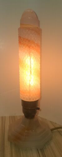 Vtg Pair 2 Art Deco Skyscraper Bedside Boudoir Table Lamps - Picture 4 of 6