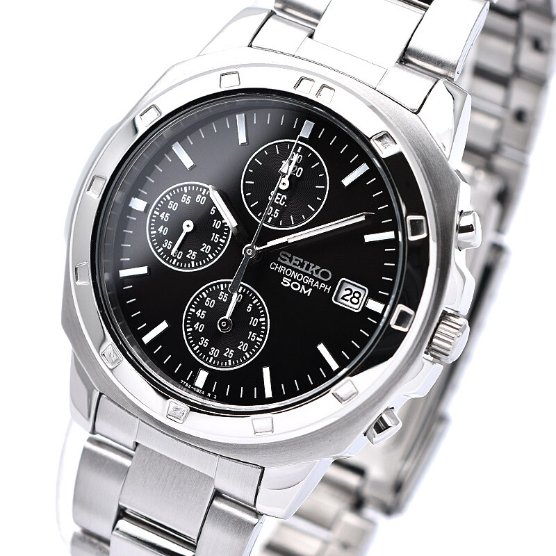 時計 SEIKO SEIKO SND191P1 Chronograph Stainless Steel Black Dial Watch
