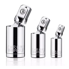 3PCS Universal Joint Socket Set, 1/4” 3/8” 1/2” Drive Swivel Socket Adapter