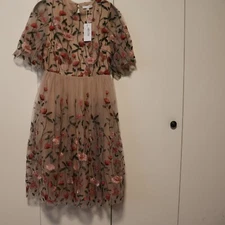 NWT Baltic Born Duchess Tulle Dress Size Medium Embroidered Rose Garden