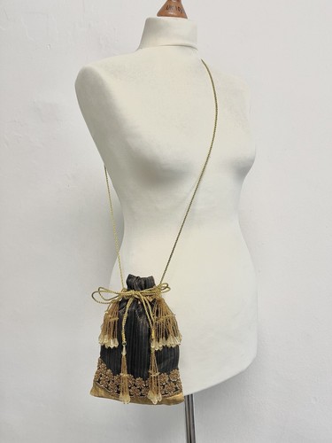 Small cross body bag gold black metallic occasion wedding
