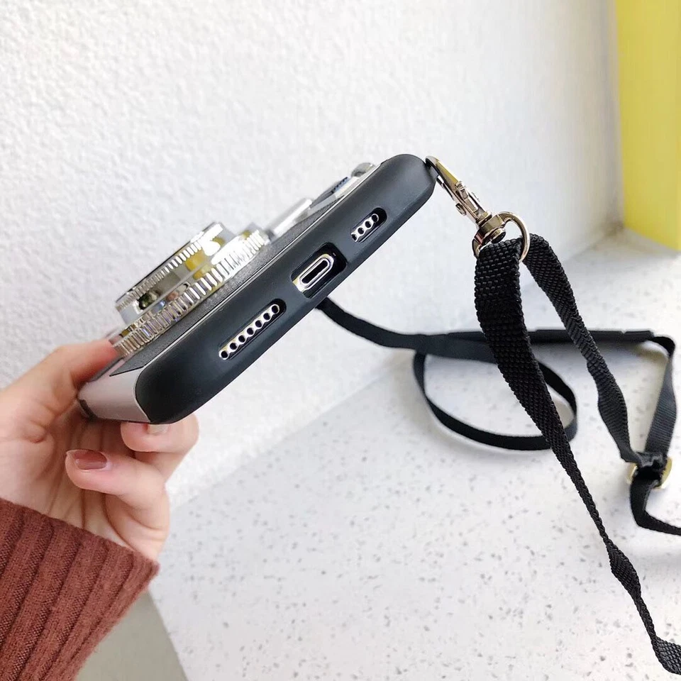 Camera Retro Back Phone Case Strap for iPhone 15 14 13 12 11 Samsung S24 S23 S22 - Image 2 of 4