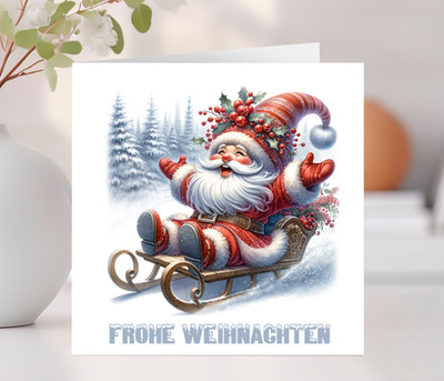 Frohe Weihnachten Deutsche Weihnachtskarte süßer Weihnachtsmann (CHG01)