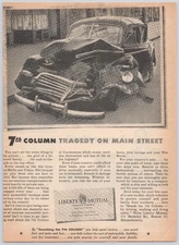 Liberty Mutual 1944 Vintage Print Ad 7th Column Tragedy On Main Street