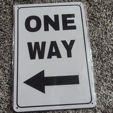 Metal Sign One Way 11-3/4" X 7-3/4" Left Arrow
