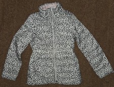 GapKids Girls Puffer Jacket Gray Black Leopard Cheetah Print Full Zip Size S