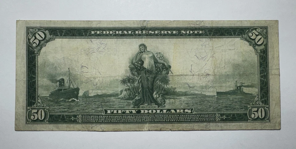 1914 $50 Federal Reserve Note, Chicago Fr. 1048 - Image 2 of 2