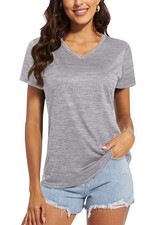 Women's Workout Tops Short Sleeve Moisture Wicking V Neck T-Shirt Quick Dry A...