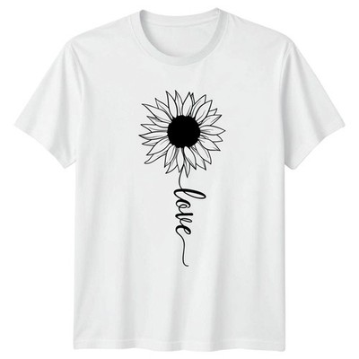 Sunflower Love Damen T-Shirt Botanical Floral Muttertag Geschenk für Sie