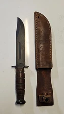 Ka-Bar Fighting Utility Knife USMC Marines with Leather Sheath