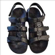 Vionic Amber Black Slingback Croc Embossed Sandals