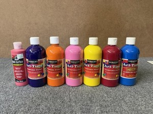 Lot Of 7 Tempera Paint Art Time Washable Tempera Paint Sargent Art Colorful E005