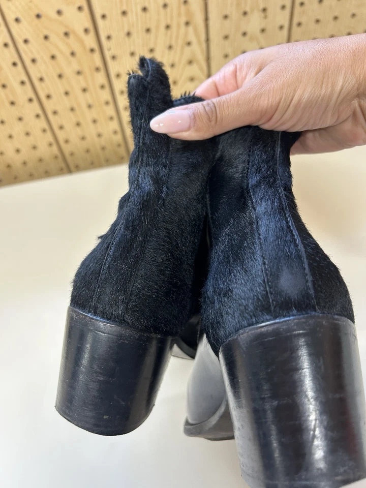 Botines AGL italianos de cuero negro con punta cuadrada Foto 4 de 4