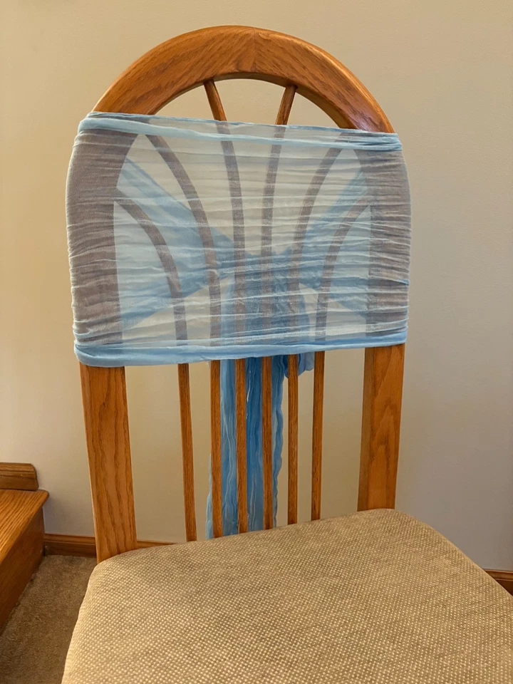 89 Light Blue Cheesecloth Chair Sashes/Table Runners 16" x 108" Wedding Decor - Image 4 of 4